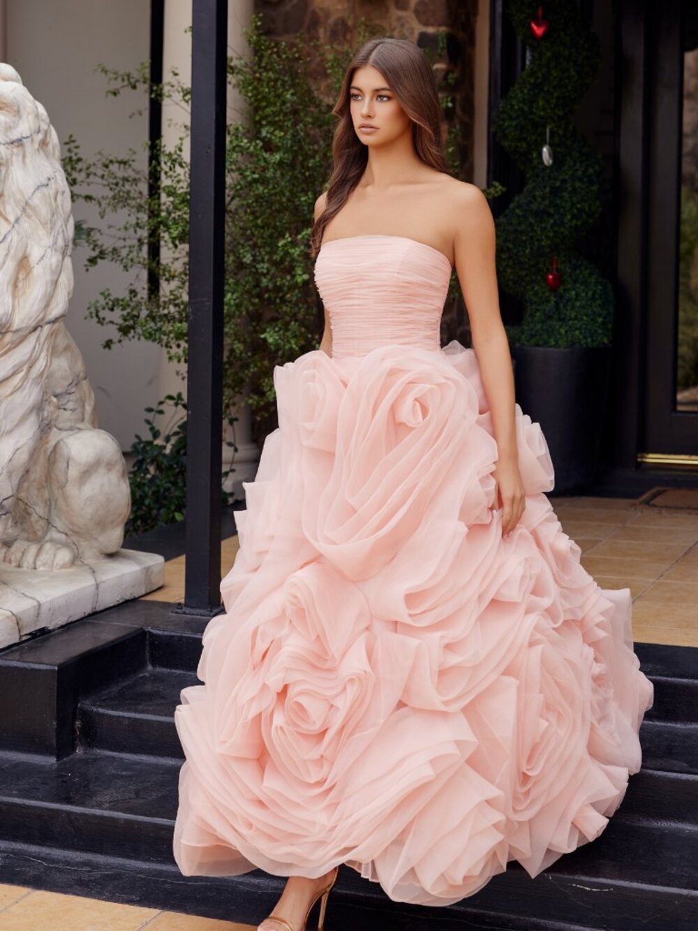 NEW FORMAL Quinceañera DRESS. PEACH STRAPLESS PARTY GALA SWEET 16 DEBUTANT PAGEA